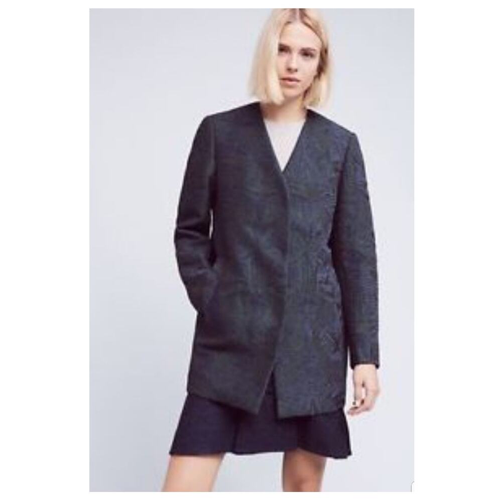 New $198 Anthropologie Colorblock Paris Martinique Jacquard Coat Size Small - Picture 2 of 2